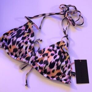 Leopard Triangle Bikini Top